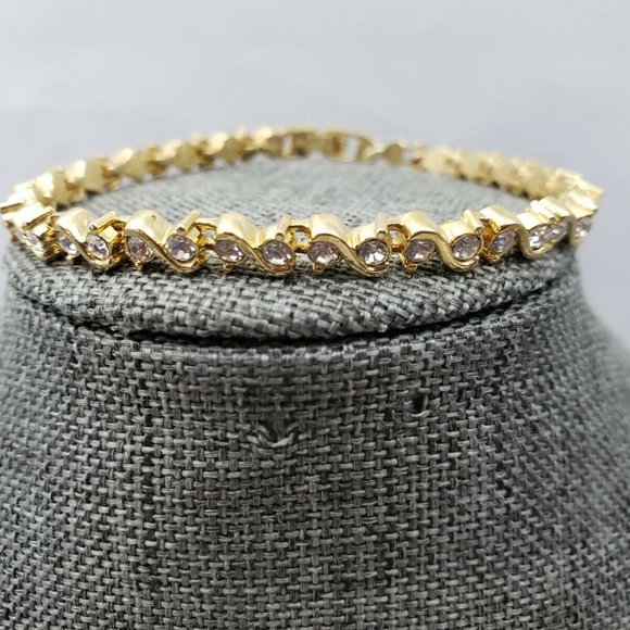 Vintage Avon NR Mark White Rhinestone Tennis Brace - Picture 1 of 5